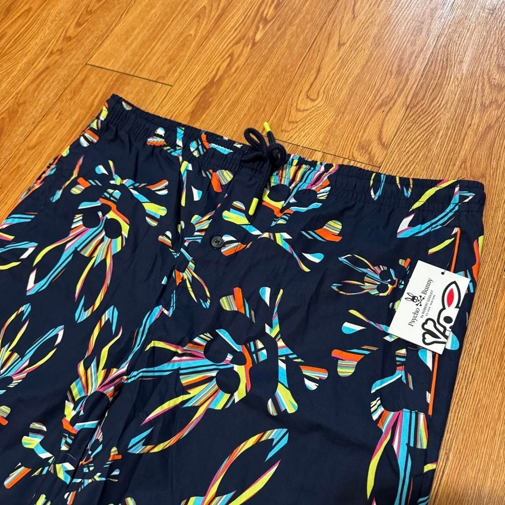 NEW Psycho Bunny Men's Pajama Pants Navy Multicolor Baggy Size XL
